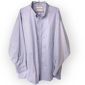 Roundtree & York Mens Shirt 18.5" Blue Oxford Button Down Gold Label Preppy